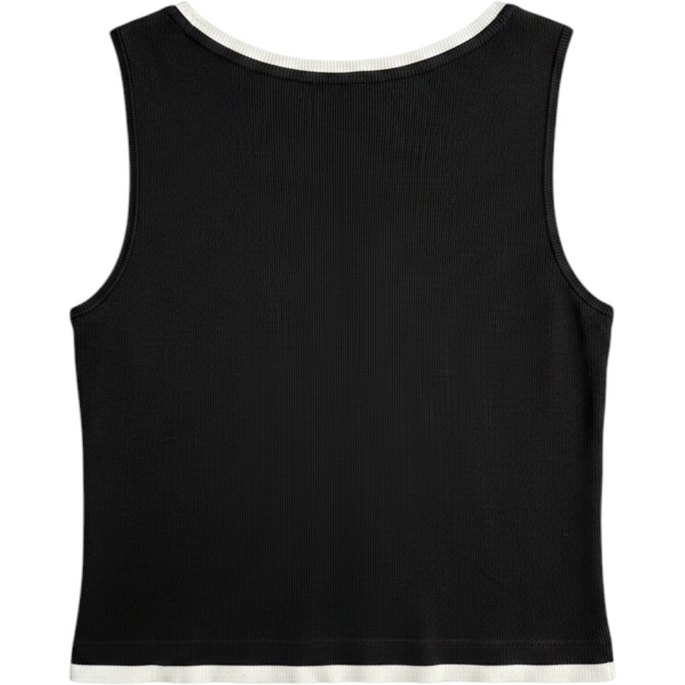 Vince Camuto Women Rich Black White Trim Ribbed Knit Tank Top 91624224 Large NEW - Picture 4 of 7